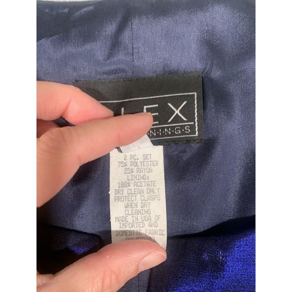 VTG Alex Evenings 2 Piece Formal Top Skirt Midnight Blue Shimmer‎ Size 10 Dress - Picture 5 of 12